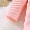 2pcs Baby Girl 100% Cotton Pink Ribbed Spliced Ruffle Trim Deer Embroidered Long-sleeve Jumpsuit with Headband Set Pink image 5