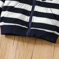Baby Boy Truck Embroidered Striped Hooded Long-sleeve Zipper Jacket Tibetanbluewhite image 4
