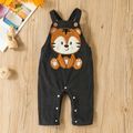 3pcs Baby Boy Allover Tiger Print Long-sleeve Romper and Corduroy Overalls with Hat Set Multi-color image 4