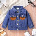 Baby Boy 100% Cotton Denim Spliced Suede Button Front Long-sleeve Jacket Blue image 1