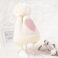 Baby / Toddler Heart Print Warm Lace-up Ear Protection Knit Beanie Hat White image 1
