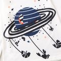 kid Boy Universe Planet/Vehicle Car Print Round-collar Long-sleeve Top White image 3