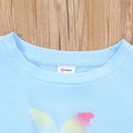 2-piece Kid Girl Butterfly Letter Print Tie Knot Long-sleeve Tee and Leggings Set Blue image 4