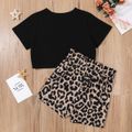Fashionable Kid Girl Leopard Casual Set Black