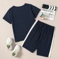2-piece Kid Boy Letter Print Colorblock Short-sleeve T-shirt and Shorts Sporty Set Multi-color