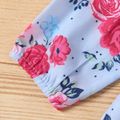 Toddler Girl Heart Print Ruffled Back Button Design Floral Print Long-sleeve Sweet Dress Multi-color