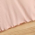 Toddler Girl Sweet Ruffle Collar Ribbed Solid Long-sleeve Top Pink