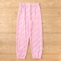 2-piece Kid Girl Letter Print Striped Long-sleeve T-shirt and Elasticized Pants Casual Set Pink