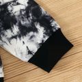 2-piece Kid Boy Letter Print Tie Dye Pullover Long-sleeve Top and Elasticized Pants Casual Set Black/White