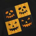 2-piece Kid Boy Halloween Pumpkin Print Pullover and Elasticized Colorblock Pants Set Black