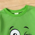 Kid Girl/ BoyCute Face Emoji Print Pullover Sweatshirt Green