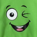 Kid Girl/ BoyCute Face Graphic Print Pullover Sweatshirt Green