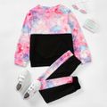 2-piece Kid Girl Letter Space Print Pullover and Elasticized Pants Casual Set Pink image 5