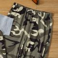 2pcs Kid Boy Letter Camouflage Print Colorblock Hooded Short-sleeve Tee and Pants Set CAMOUFLAGE