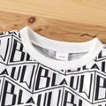 Kid Boy Letter Allover Print Casual Pullover Sweatshirt White image 3