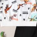 2pcs Kid Boy Animal Dinosaur Print Pullover Sweatshirt and Elasticized Pants Set OffWhite image 4