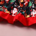 Christmas 3pcs Baby Letter and Tree Print Red Ruffle Long-sleeve Romper and Suspender Skirt Set Red