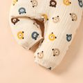 100% Cotton Crepe Baby Boy/Girl All Over Cartoon Bear Print Long-sleeve Jumpsuit Apricot image 5
