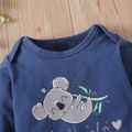 Baby 3pcs Koala Letter and Stripe Print Long-sleeve Cotton Set Bluish Grey