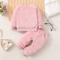2pcs Baby Cartoon Animal Embroidered Long-sleeve Velvet Pullover Set Coral image 3