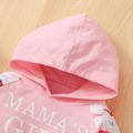 2pcs Baby Letter and Dinosaur Print Pink Long-sleeve Hoodie and Trousers Set Light Pink image 4