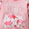 2pcs Baby Letter and Dinosaur Print Pink Long-sleeve Hoodie and Trousers Set Light Pink
