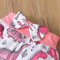 2-piece Toddler Girl Ruffled Letter Print Pink Sweatshirt and Bowknot Design Dinosaur Print Pants Set Pink