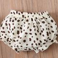 2pcs Baby Girl Leopard Puff-sleeve Shirred Seersucker Top and Shorts Set Multi-color