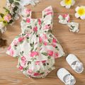 3pcs Baby Girl Allover Floral Print Ruffle Trim Shirred Tank Dress and Shorts with Headband Set Multi-color