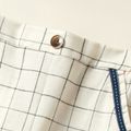 Kid Boy Casual Button design Plaid Pants with Pocket Beige image 4
