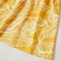 Kid Girl Square Neck Leaf Print Zipper Long-sleeve Sweet Dress Yellow