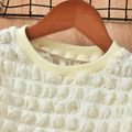 Toddler Girl Solid Color Waffle Textured Sweatshirt Dress White