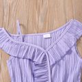 Kid Girl Solid Color Flounce Sleeveless Rompers Purple