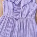 Kid Girl Solid Color Flounce Sleeveless Rompers Purple