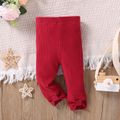 Baby Girl Solid Rib Knit High Waist Leggings Red image 1