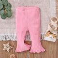 Baby Girl 95% Cotton Solid Rib Knit Bell Bottom Pants Leggings Pink
