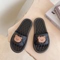 Slides Women Summer Outside Shoes Slippers Beach Non-slip Cartoon Bear Indoor Home Slipper For Female Bath Sandals Black image 2