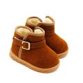 Toddler / Kid Solid Color Velcro Closure Fleece-lining Boots Brown image 1