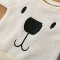 2pcs Baby Cartoon Bear Pattern White Long-sleeve Fleece Pullover and Trousers Set White