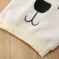 2pcs Baby Cartoon Bear Pattern White Long-sleeve Fleece Pullover and Trousers Set White