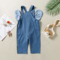 Baby Girl Cartoon Elephant Design Blue Denim Sleeveless Jumpsuit Overalls with Pockets Navy image 2