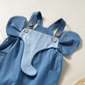 Baby Girl Cartoon Elephant Design Blue Denim Sleeveless Jumpsuit Overalls with Pockets Navy