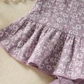 100% Cotton Crepe Baby Girl Floral Allover Sleeveless Tank Top and Flounce Decor Bloomer Shorts Purple Set Purple