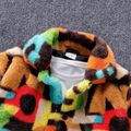 Toddler Boy Letter Allover Print Lapel Collar Fleece Jacket Multi-color image 3