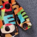 Toddler Boy Letter Allover Print Lapel Collar Fleece Jacket Multi-color image 5