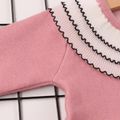 Solid Flounced Collar Long-sleeve Baby Dress Pink