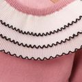 Solid Flounced Collar Long-sleeve Baby Dress Pink