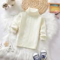 Toddler Girl/Boy Solid Cable Knit Turtleneck Sweater White image 1