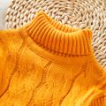 Toddler Girl/Boy Solid Cable Knit Turtleneck Sweater Yellow image 3