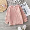 Toddler Girl Solid Casual Cable Knit Sweater Pink image 1